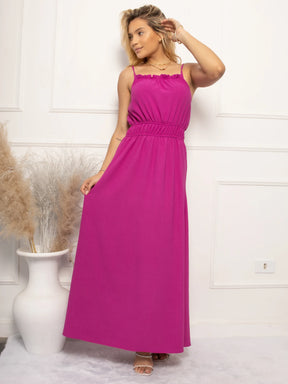 Vestido Longo com Bustier Franjado e Alça Elegante