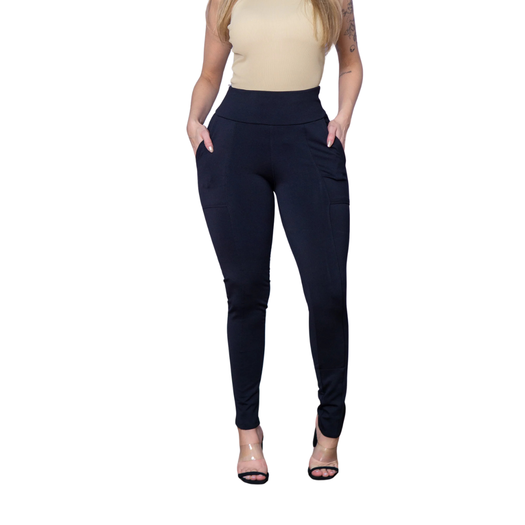 Calça Legging Flanelada Feminina com Bolsos
